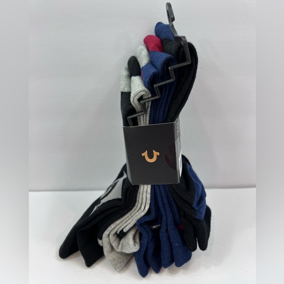 TRUE RELIGION MENS 5 PACK CREWS SOCKS BLACK, GREY, NAVY BLUE, SIZE 8-12.5 - Picture 3 of 11